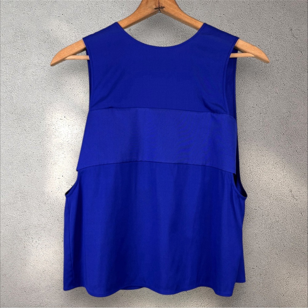 T By Alexander Wang Open Back Sleeveless Silk Layered Blouse Tank Blue Sz‎ 4